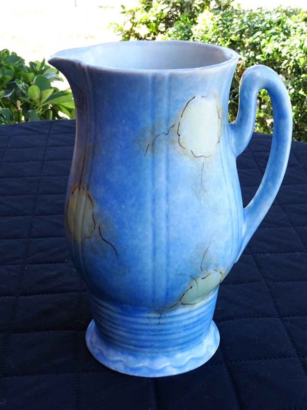 Vtg Beswick Pitcher 7 3/4" Blue / Yellow Hues